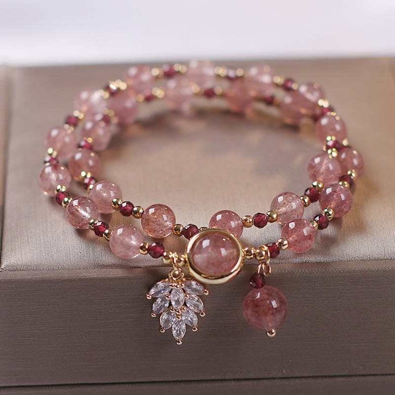 Healing of Love Strawberry Quartz Double Wrap Bracelet