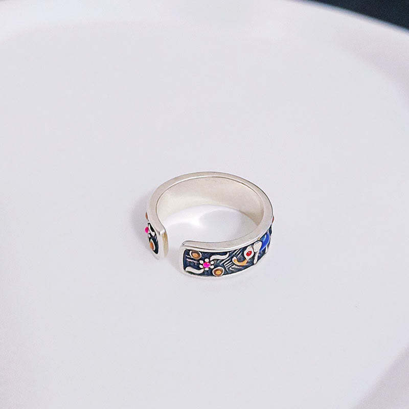 Colorful Elephant Carved Strength Adjustable Ring