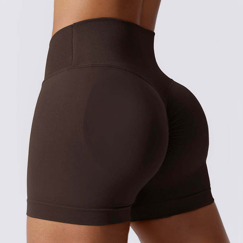 Women Seamless High Elasticity Sports Fitness High Waist Yoga Workout Shorts
