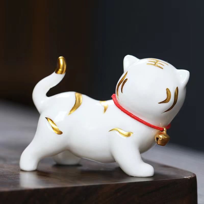 Mini Cute Tiger Tea Pet Ceramic Home Desk Figurine Decoration