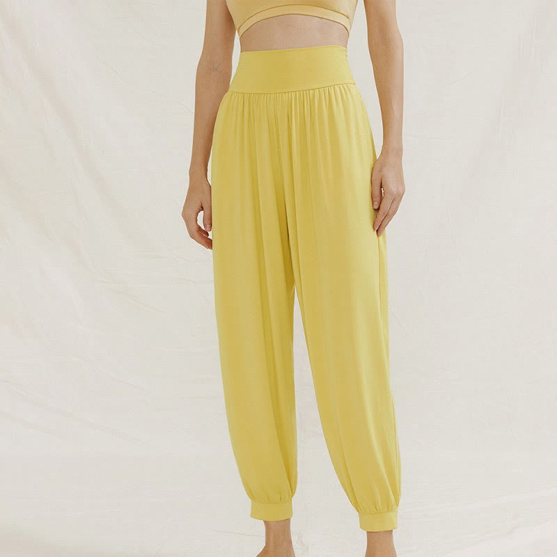 Casual Plain High Waist Tummy Control Women's Leica Harem Pants With Pockets