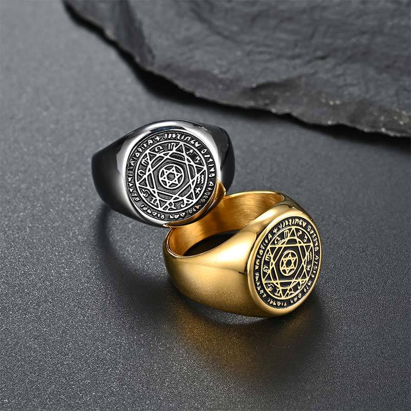 12 Constellations of the Zodiac Star of David Protection Ring