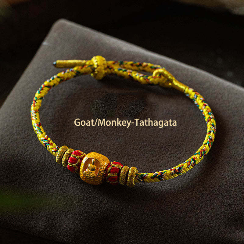 999 Gold Chinese Zodiac Natal mystic zen Year of the Snake Luck Handcrafted Rope Bracelet