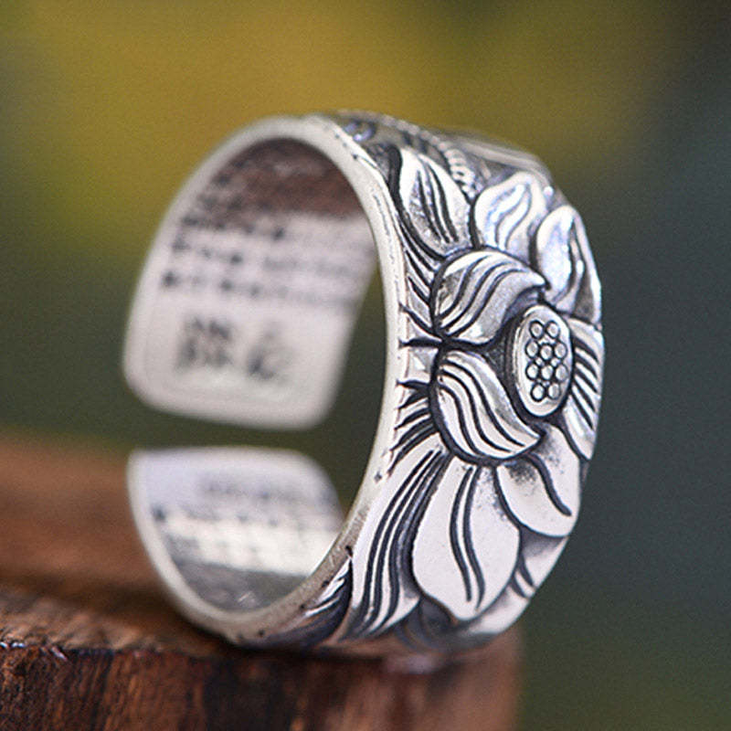 Tibetan Lotus White Copper Enlightenment Ring