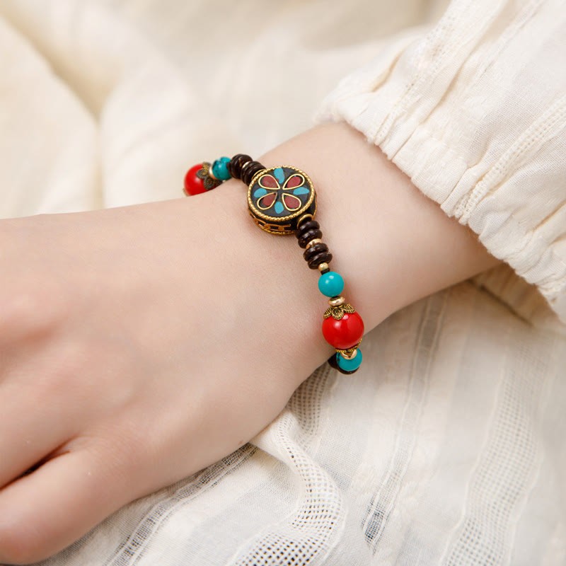 Tibetan Turquoise Om Mani Padme Hum Protection Strength Bracelet