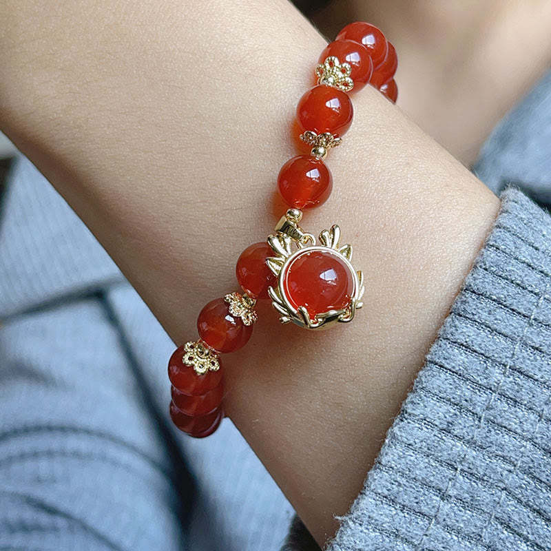 Year of the Dragon Red Agate Jade Peace Buckle Fu Character Success Bracelet (Extra 30% Off | USE CODE: FS30)