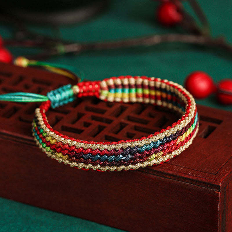 Tibet Handmade Rainbow Multicolored Protection Braided String Bracelet