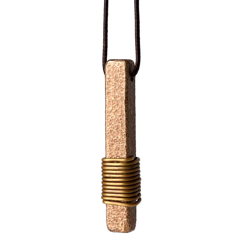 Vintage Textured Design Copper Wealth Necklace Pendant