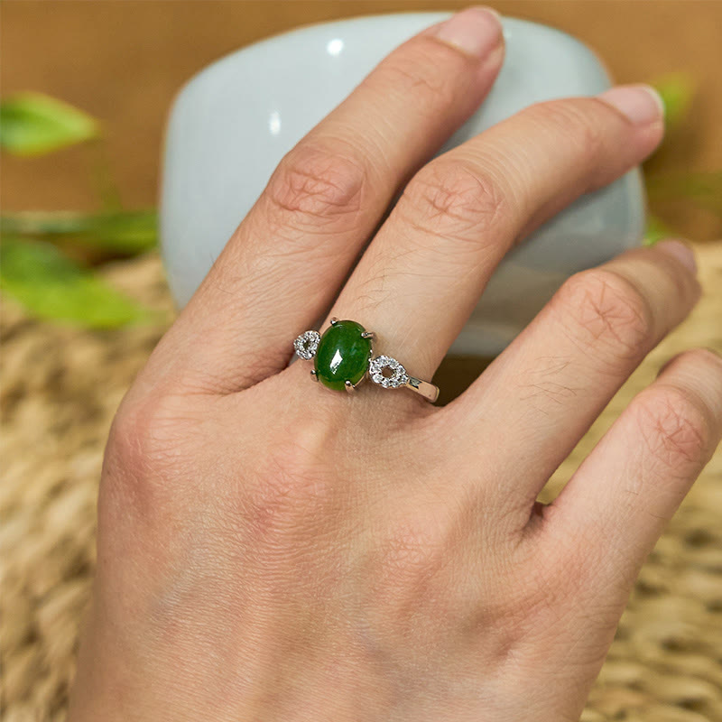 Natural Jade Adjustable Buckle Prosperity Ring
