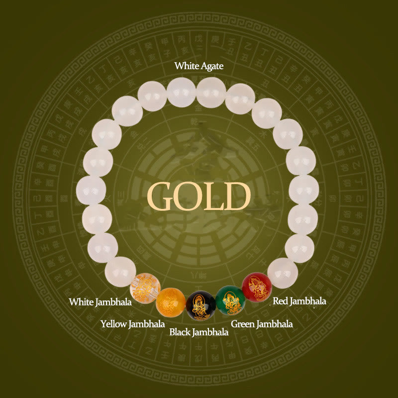 Five Elements Various Agate Jambhala Luck Bracelet