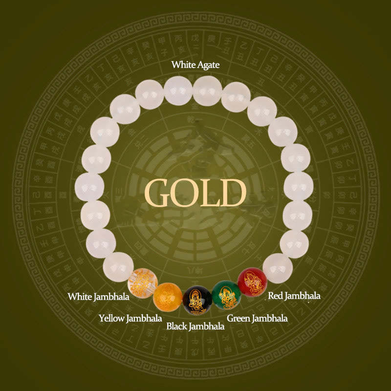 Five Elements Various Agate Jambhala Luck Bracelet