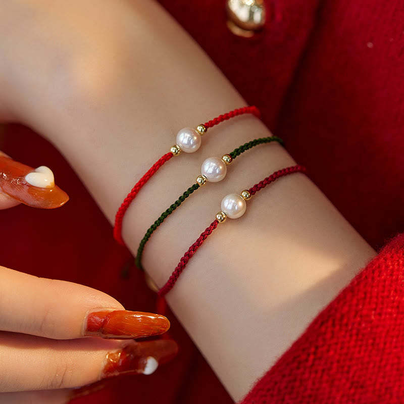 Natural Pearl Bead Luck Braid String Bracelet