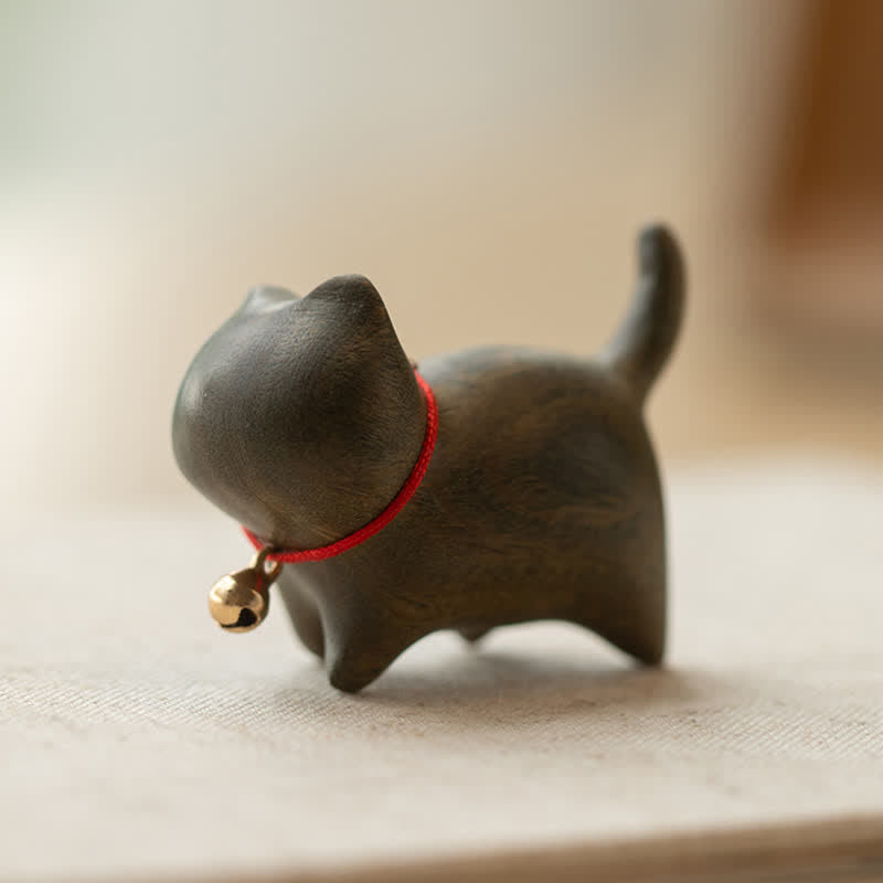 Green Sandalwood Small Leaf Red Sandalwood Cute Cat Animals Soothing Peace Decorations