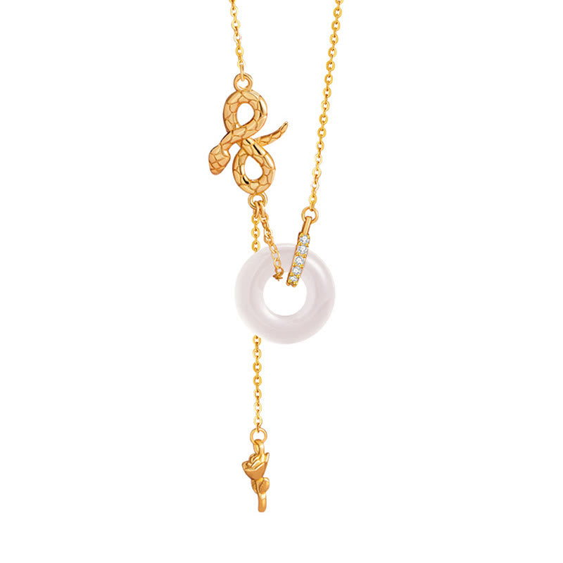 Chalcedony 925 Sterling Silver Year of the Snake Rose Harmony Necklace Pendant