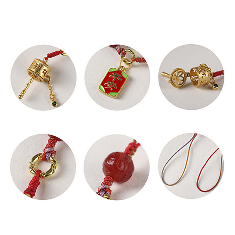 Tibetan Om Mani Padme Hum Prayer Wheel Amulet Charm Protection Phone Hanging Decoration