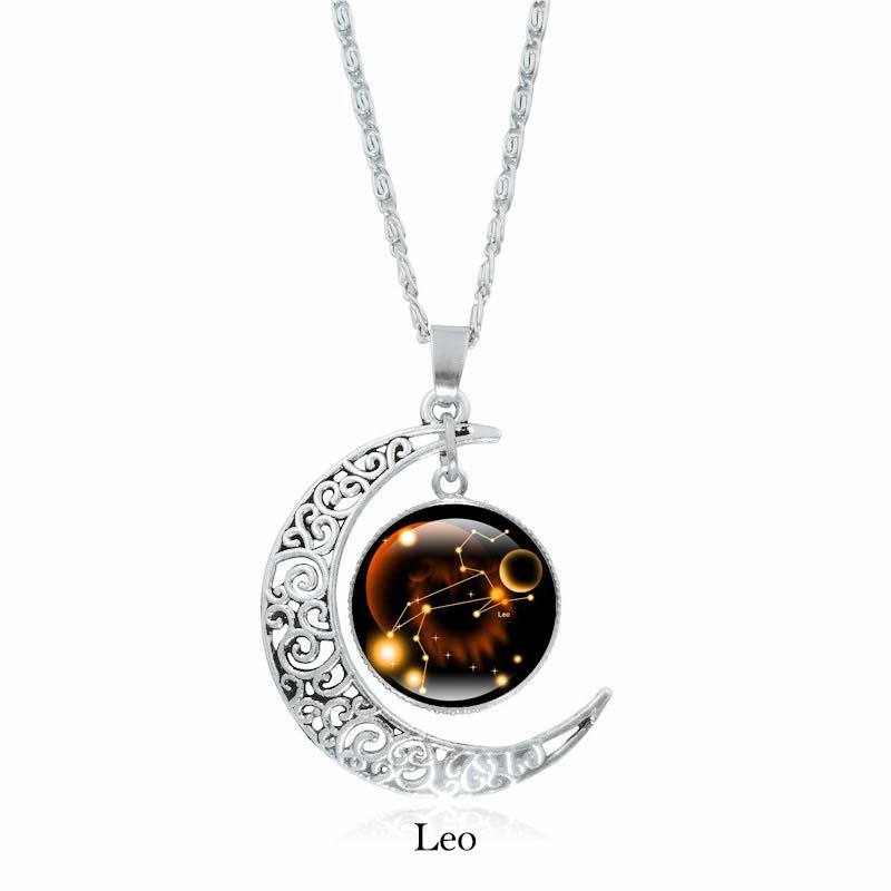 12 Constellations of the Zodiac Moon Protection Necklace Chain Pendant