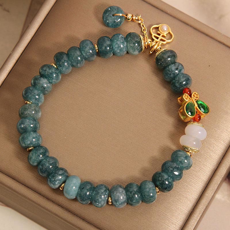 Jade White Agate Butterfly Abacus Beads Abundance Bracelet