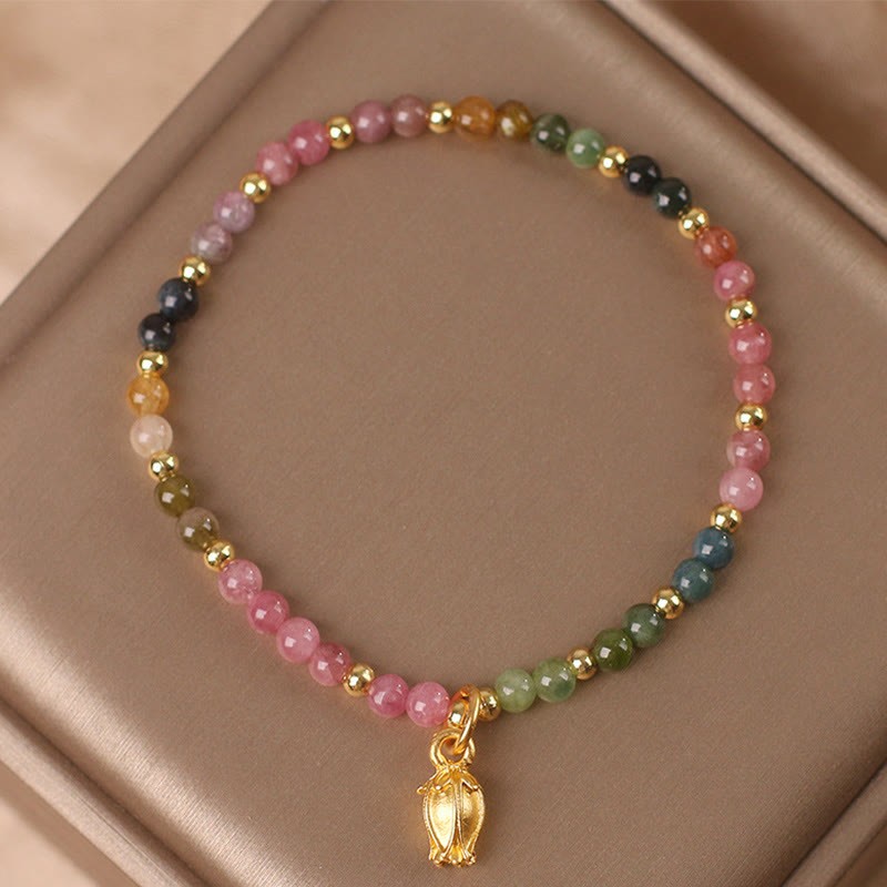 Colorful Tourmaline Flowers Positive Bracelet