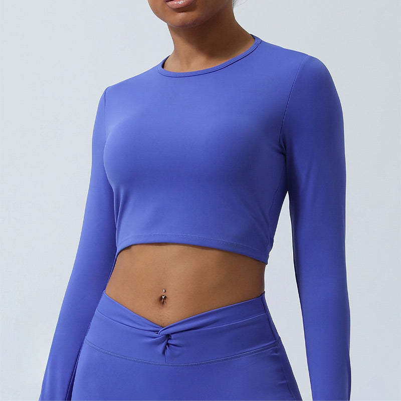 Women Workout Long Sleeve Crisscross Backless Top Tee Leggings Sports Fitness Yoga Outfit