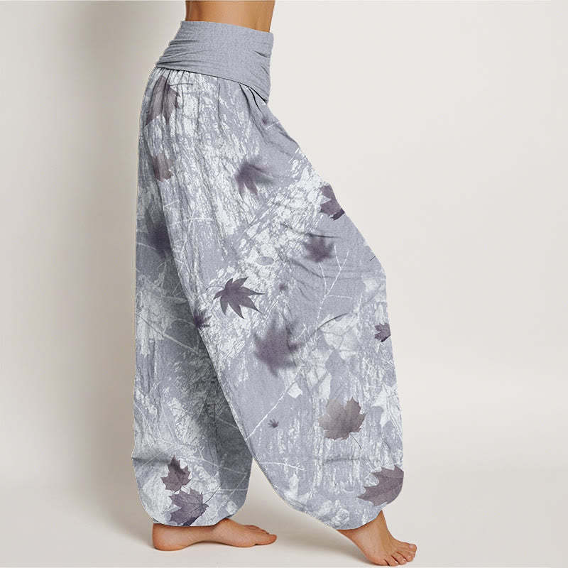 Maple Leaves And Branches Pattern Women's Elastic Waist Harem Pants