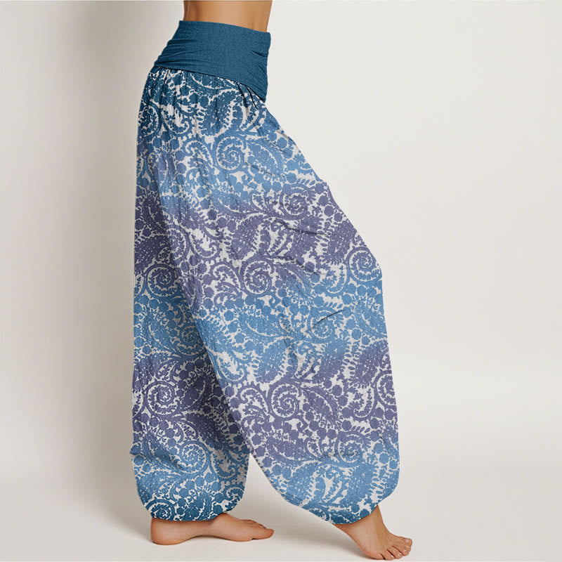 Casual Geometric Rotating Flower Leaves Women's Elastic Waist Harem Pants