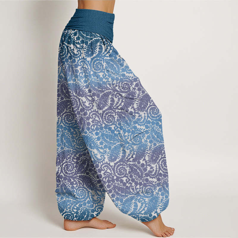 Casual Geometric Rotating Flower Leaves Women's Elastic Waist Harem Pants