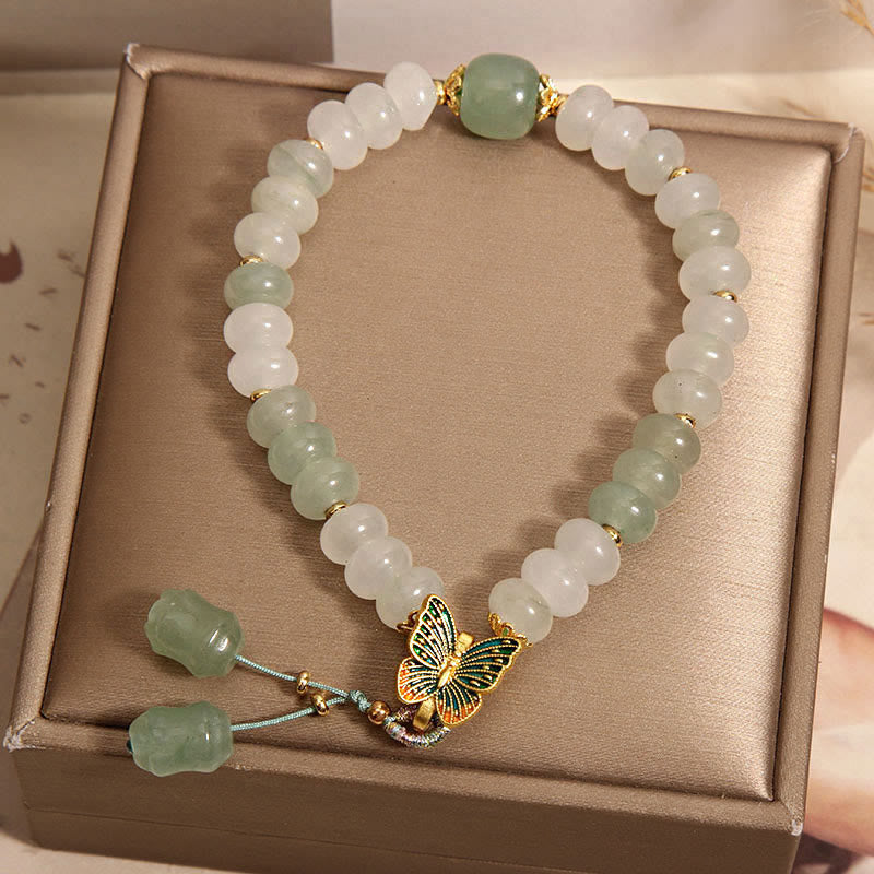 Natural Tianshan Jade Abacus Beads Butterfly Prosperity Bracelet