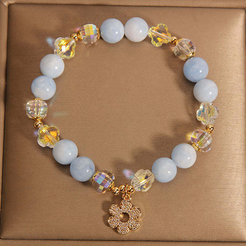 Natural Aquamarine Flower Healing Crystal Bracelet