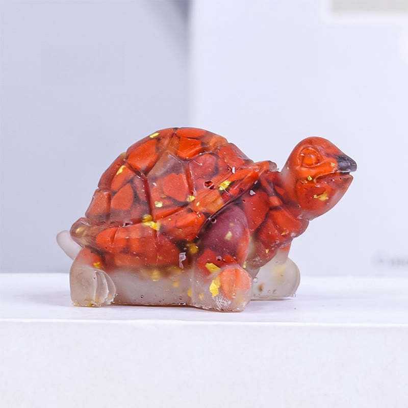 Natural Crystal Gravel Drip Resin Small Turtle Decoration Statue