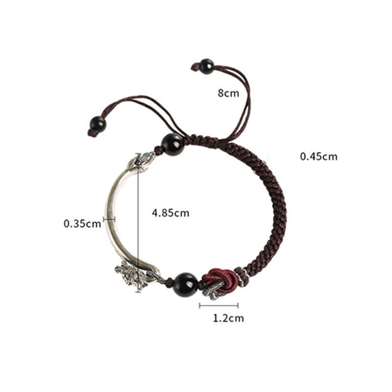 925 Sterling Silver Auspicious Dragon Success Handcrafted Braided Bracelet