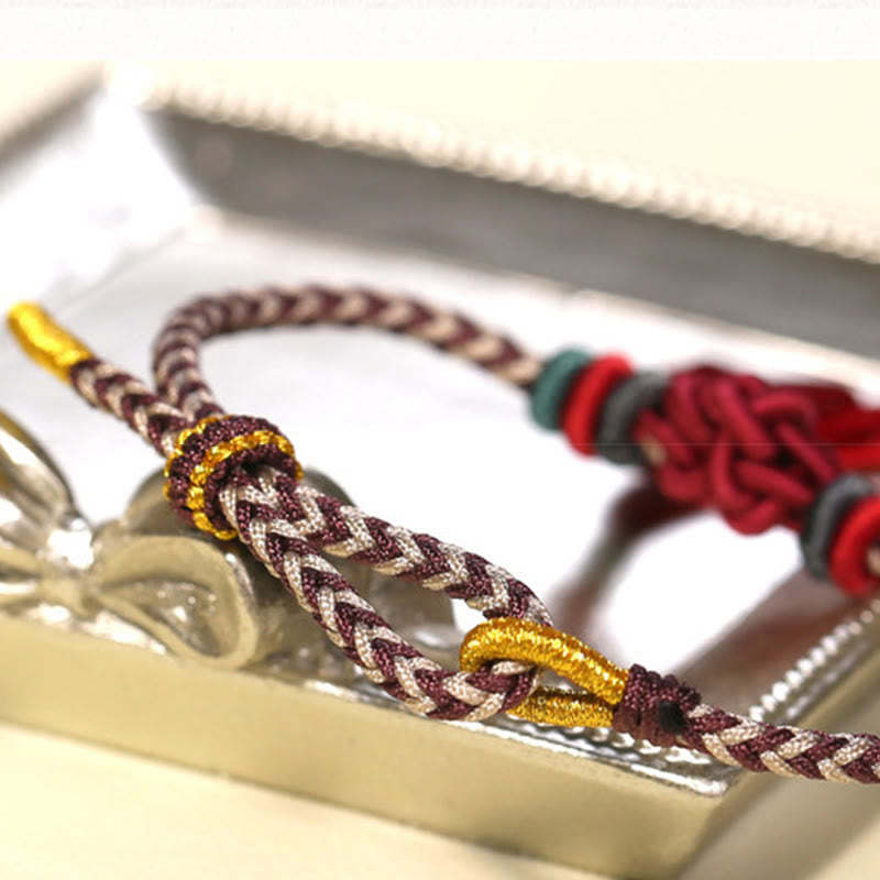 Colorful String Peach Blossom Knot Tassels Protection Bracelet