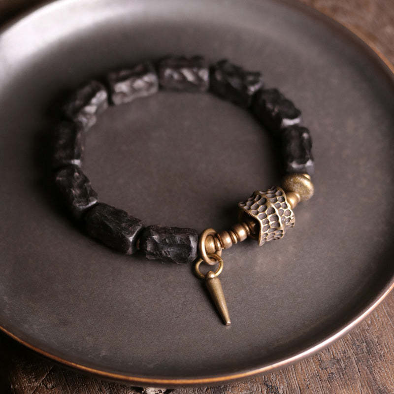 Ebony Wood Copper Balance Protection Couple Bracelet