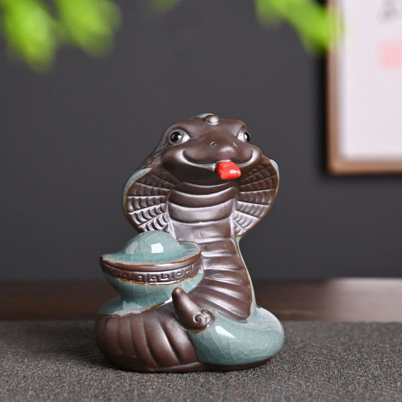 Year Of The Snake Ingot Fu Character Ceramic Home Decoration