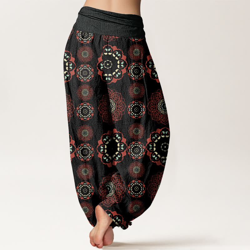 Mandala Flowers Design Women's Elastic Waist Harem Pants