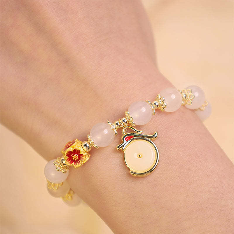 Year of the Dragon White Agate Green Aventurine Peace Buckle Luck Bracelet (Extra 30% Off | USE CODE: FS30)