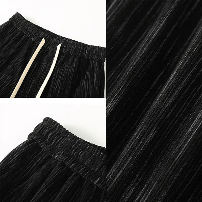 PLUS SIZE Summer Solid Color Design Drawstring Men's Straight Leg Pants With Pockets