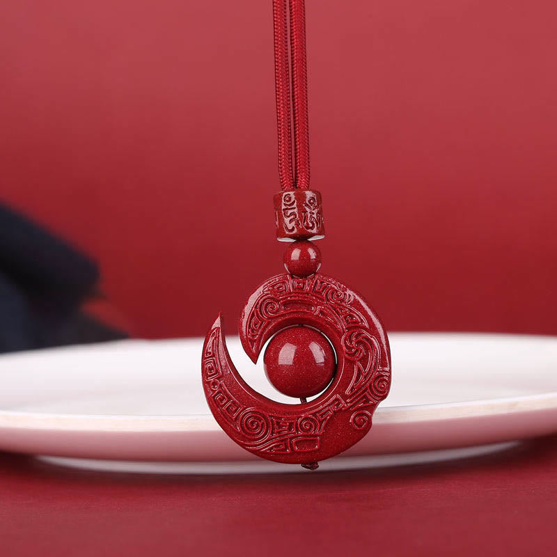 One's Luck Improves Design Patern Natural Cinnabar Concentration Necklace Pendant