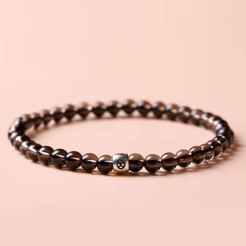 Natural Black Obsidian Smoky Quartz Purification Strength Bracelet