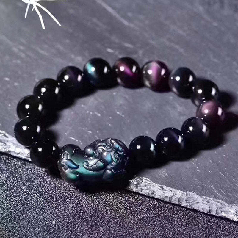 FengShui PiXiu Rainbow Obsidian Luck Bracelet