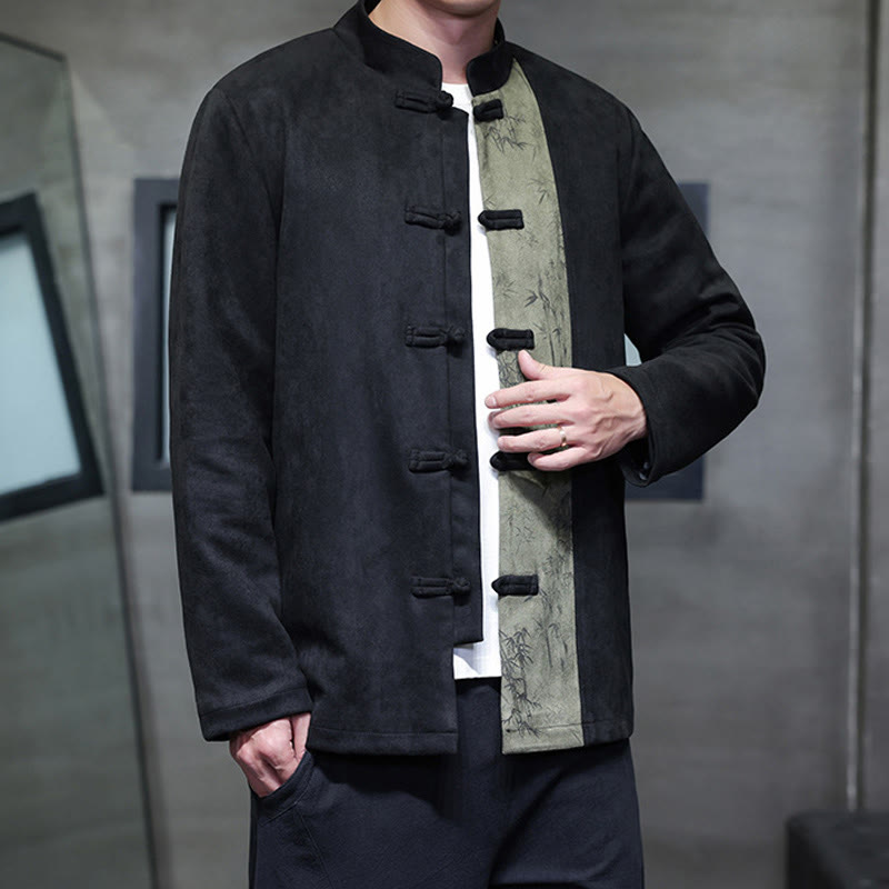 Men's Frog-button Tang Suit Bamboo Corduroy Cotton Jacket Shirt