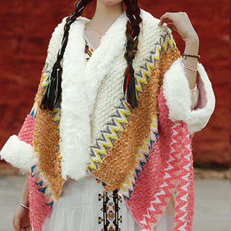 Tibetan Multicolored Striped Shawl Winter Cozy Travel Scarf Wrap