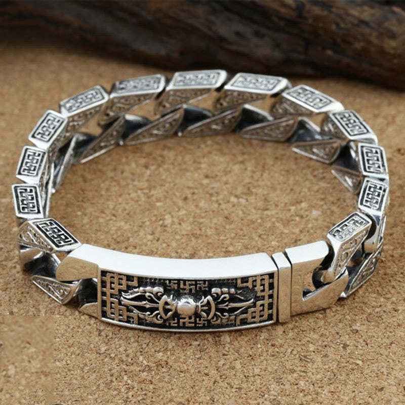 Tibetan Om Mani Padme Hum Dorje Vajra Swastika Carved Purity Bracelet