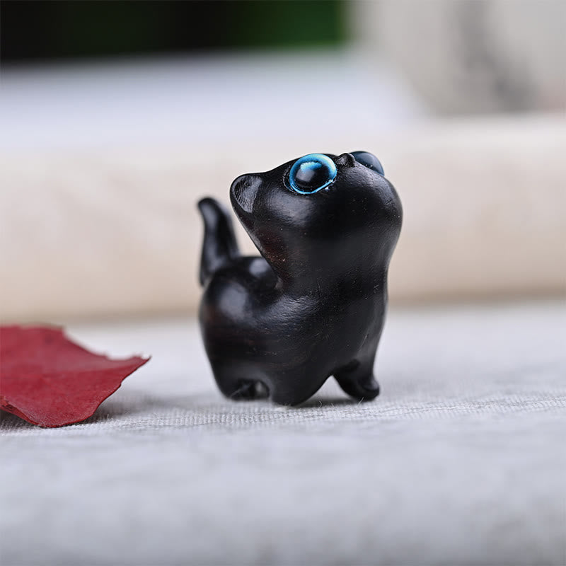 Green Sandalwood Ebony Wood Sandalwood Small Leaf Red Sandalwood Mini Lucky Cat Peace Decoration