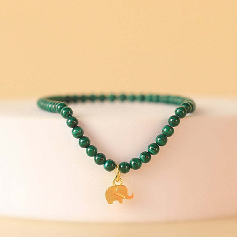 Natural Malachite Elephant Anti-Anxiety Charm Bracelet