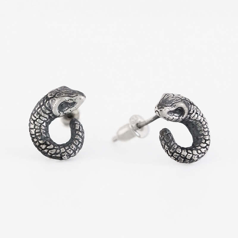 999 Sterling Silver Snake Texture Year Of The Snake Protection Balance Earrings