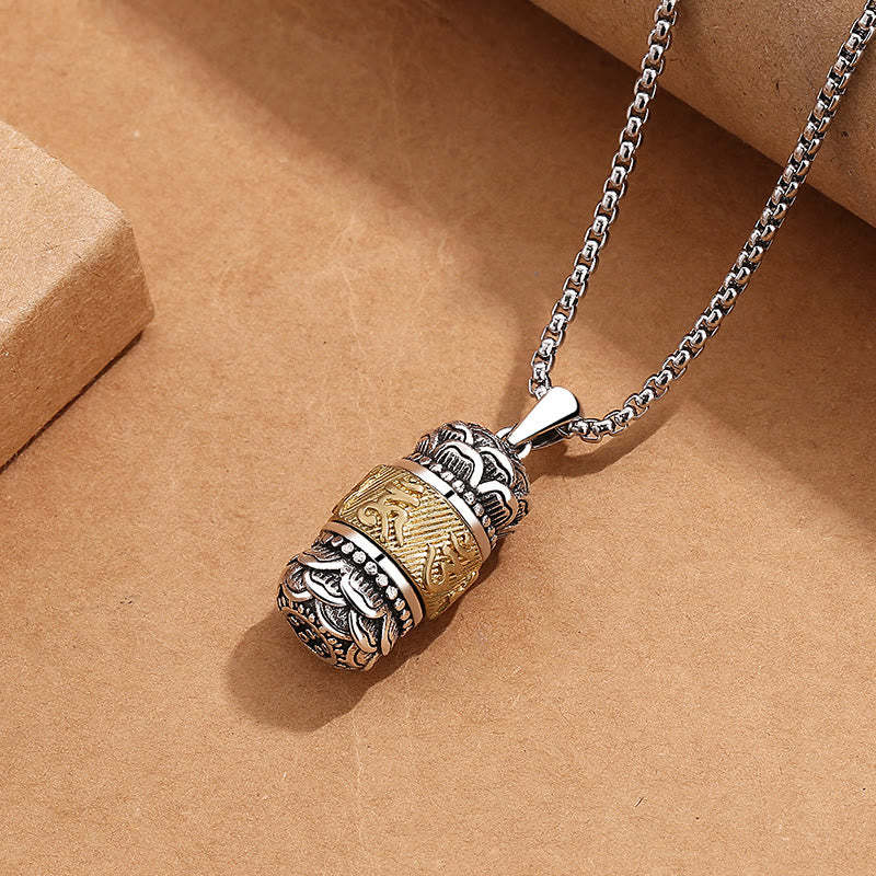 Tibet Om Mani Padme Hum Carved Wisdom Purity Chain Leather Rope Necklace Pendant