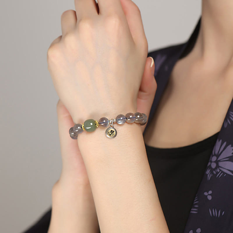 Chinese Zodiac Natal mystic zen 925 Sterling Silver Natural Moonstone Hetian Jade Positive Bracelet