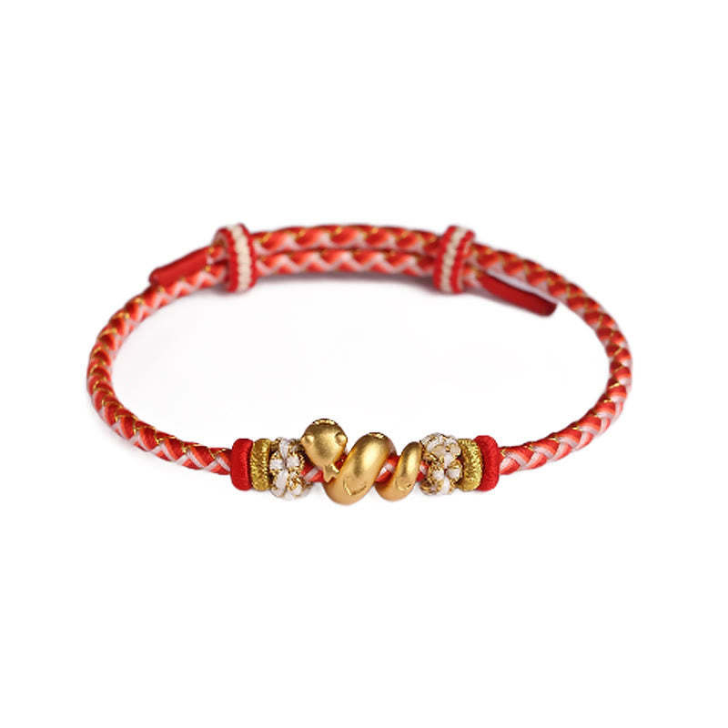 999 Sterling Silver Gradient Red String Year Of The Snake Luck Braided Bracelet