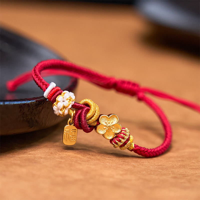 Peach Blossom Happiness Charm Luck Red String Bracelet