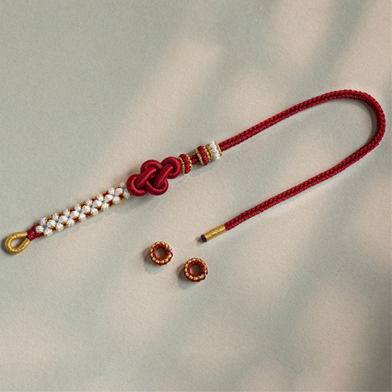 Handmade True Love Knot Peach Blossom Charm Luck Rope Bracelet
